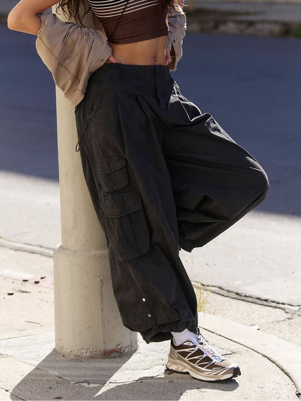 Free People FP Movement Charmer Parachute Utility Pants in Teal